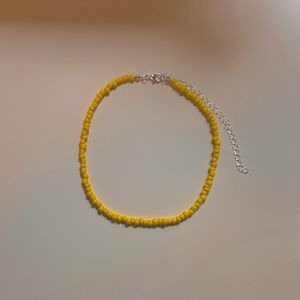 Yellow Beaded Choker Necklace